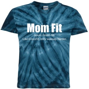 Mom Fit Like CrossFit But Waaaay Harder Kids Tie-Dye T-Shirt