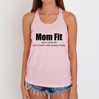 Mom Fit Like CrossFit But Waaaay Harder Women's Knotted Racerback Tank