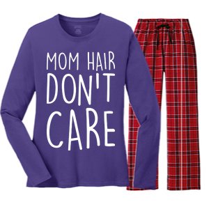 Mom Hair Don't Care Women's Long Sleeve Flannel Pajama Set 