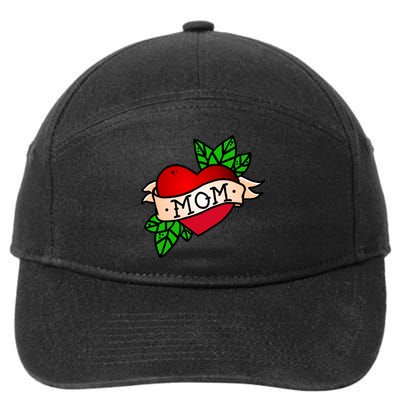 Mom Heart Tattoo Love 7-Panel Snapback Hat