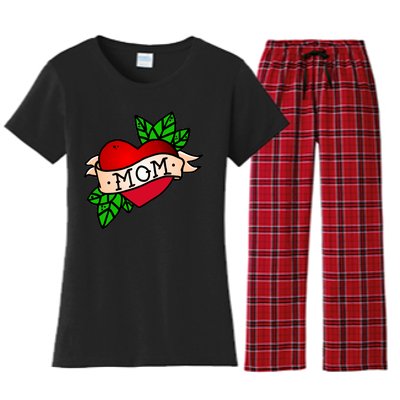 Mom Heart Tattoo Love Women's Flannel Pajama Set