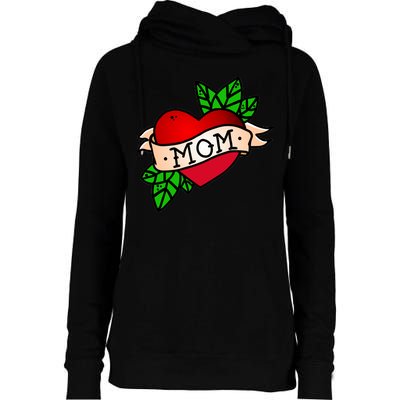 Mom Heart Tattoo Love Womens Funnel Neck Pullover Hood