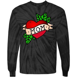 Mom Heart Tattoo Love Tie-Dye Long Sleeve Shirt