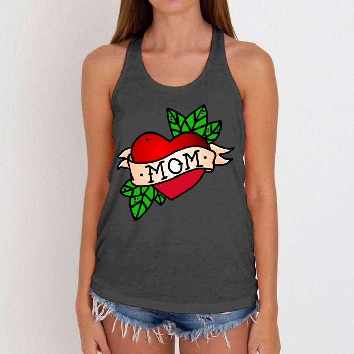 Mom Heart Tattoo Love Women's Knotted Racerback Tank