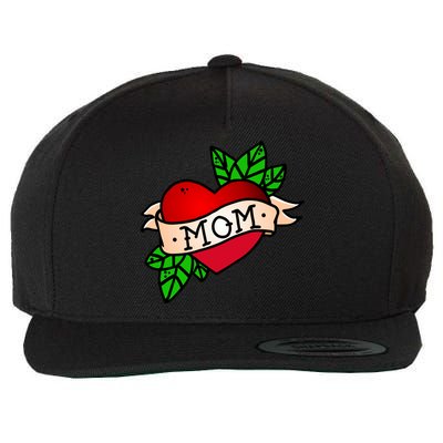 Mom Heart Tattoo Love Wool Snapback Cap