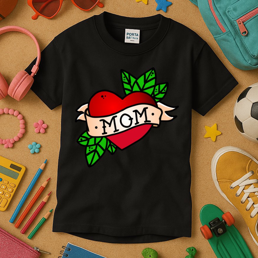 Mom Heart Tattoo Love Kids T-Shirt