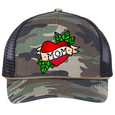 Mom Heart Tattoo Love Retro Rope Trucker Hat Cap