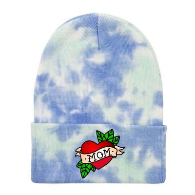 Mom Heart Tattoo Love Tie Dye 12in Knit Beanie