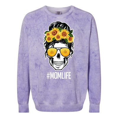 Mom Life Sunflower Skull Colorblast Crewneck Sweatshirt