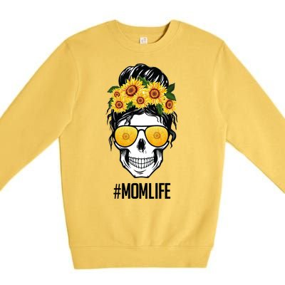 Mom Life Sunflower Skull Premium Crewneck Sweatshirt