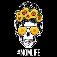 Mom Life Sunflower Skull Button