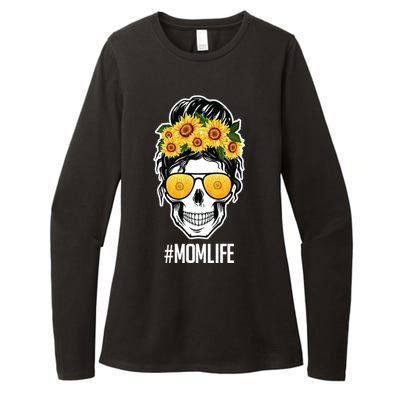 Mom Life Sunflower Skull Womens CVC Long Sleeve Shirt