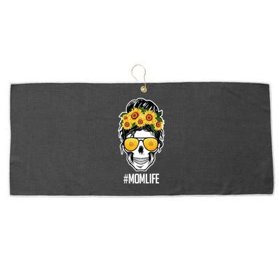 Mom Life Sunflower Skull Large Microfiber Waffle Golf Towel