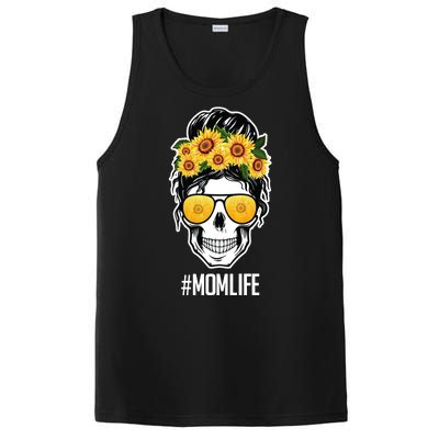 Mom Life Sunflower Skull PosiCharge Competitor Tank