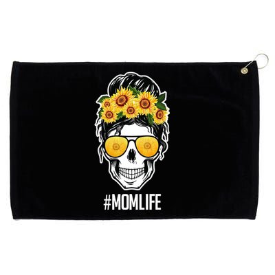 Mom Life Sunflower Skull Grommeted Golf Towel