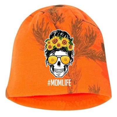 Mom Life Sunflower Skull Kati - Camo Knit Beanie