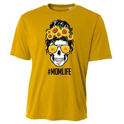 Mom Life Sunflower Skull Cooling Performance Crew T-Shirt