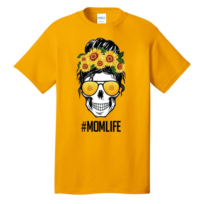 Mom Life Sunflower Skull Tall T-Shirt