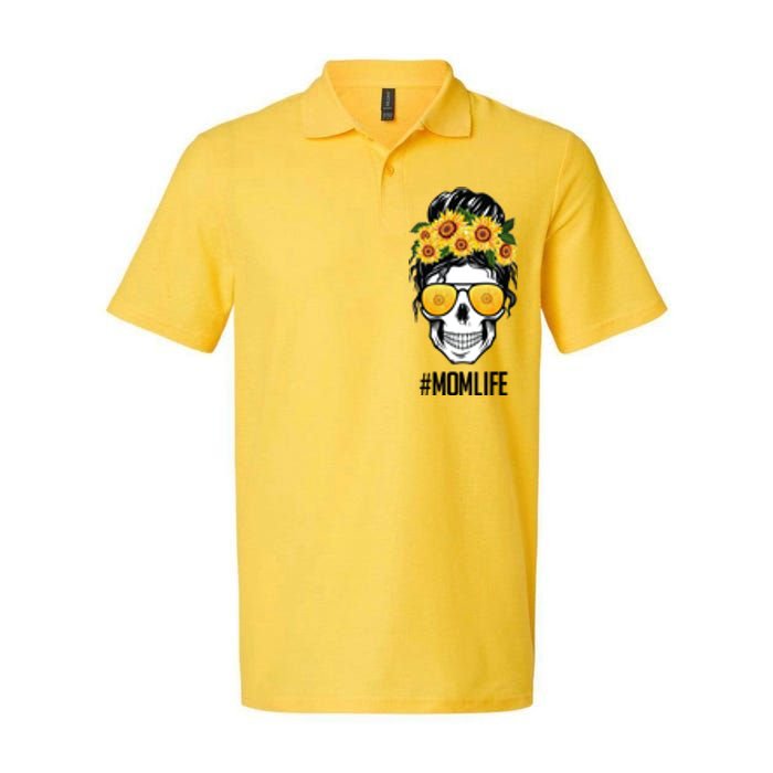 Mom Life Sunflower Skull Softstyle Adult Sport Polo