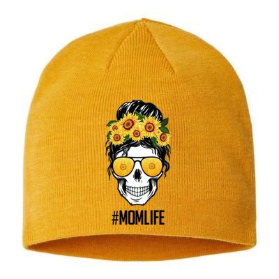 Mom Life Sunflower Skull Sustainable Beanie