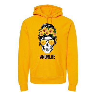 Mom Life Sunflower Skull Premium Hoodie