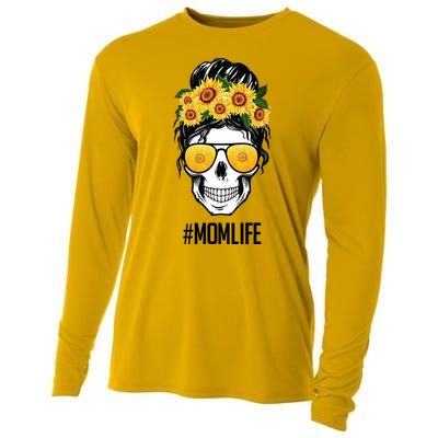 Mom Life Sunflower Skull Cooling Performance Long Sleeve Crew