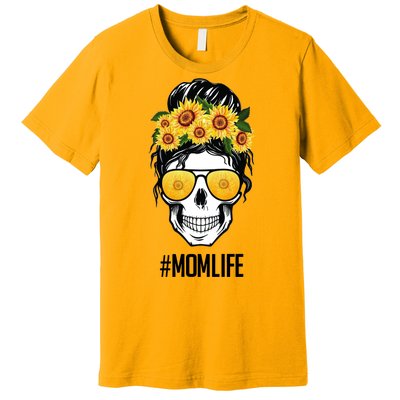 Mom Life Sunflower Skull Premium T-Shirt