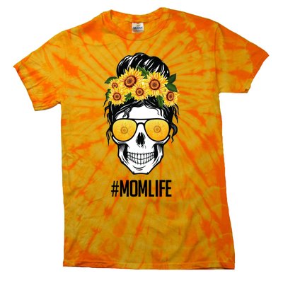 Mom Life Sunflower Skull Tie-Dye T-Shirt