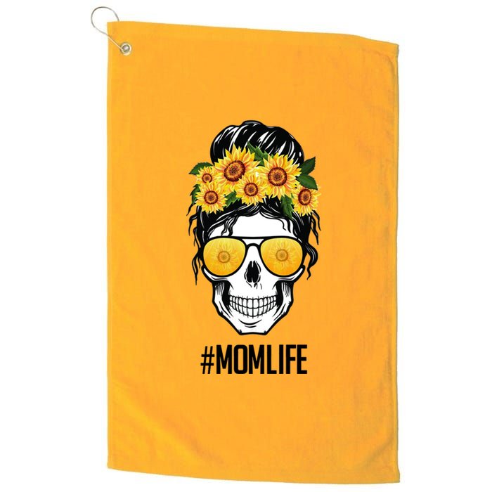 Mom Life Sunflower Skull Platinum Collection Golf Towel