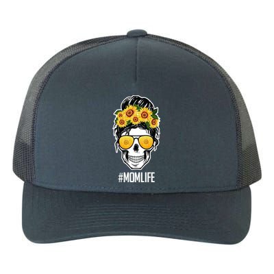 Mom Life Sunflower Skull Yupoong Adult 5-Panel Trucker Hat