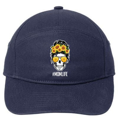 Mom Life Sunflower Skull 7-Panel Snapback Hat