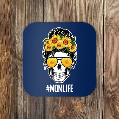 Mom Life Sunflower Skull Coaster