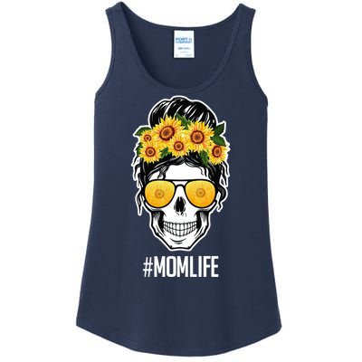 Mom Life Sunflower Skull Ladies Essential Tank