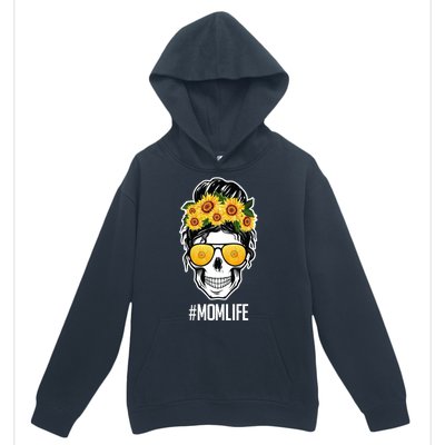 Mom Life Sunflower Skull Urban Pullover Hoodie