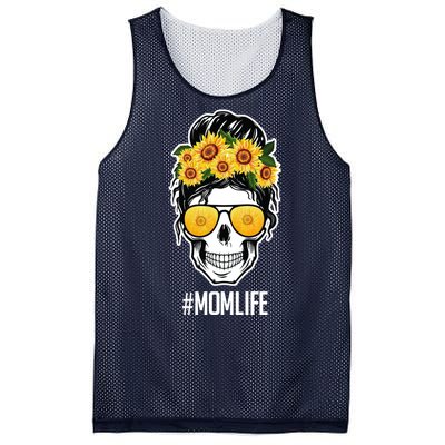 Mom Life Sunflower Skull Mesh Reversible Basketball Jersey Tank