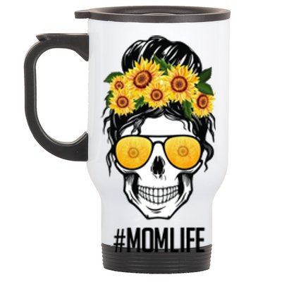 Mom Life Sunflower Skull Stainless Steel Travel Mug