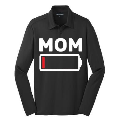 Mom Low Battery Silk Touch Performance Long Sleeve Polo