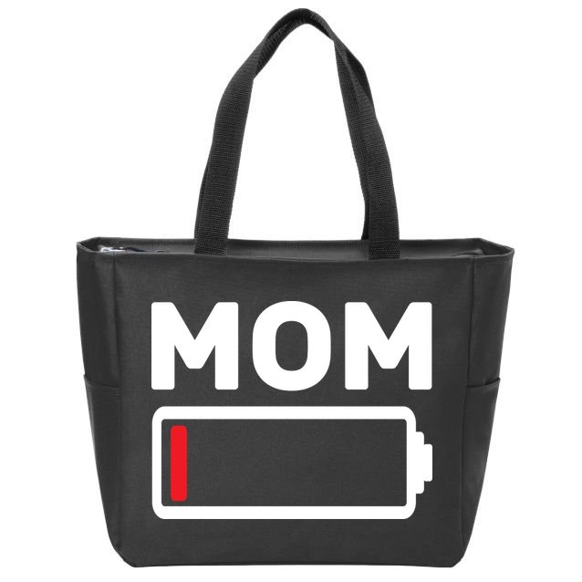 Mom Low Battery Zip Tote Bag