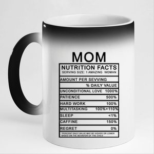 Mom Nutritional Facts Funny 11oz Black Color Changing Mug