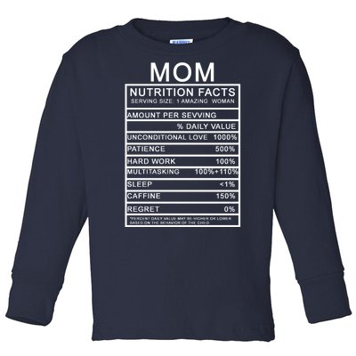 Mom Nutritional Facts Funny Toddler Long Sleeve Shirt