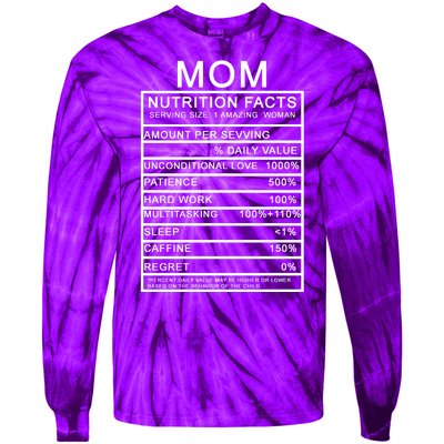 Mom Nutritional Facts Funny Tie-Dye Long Sleeve Shirt