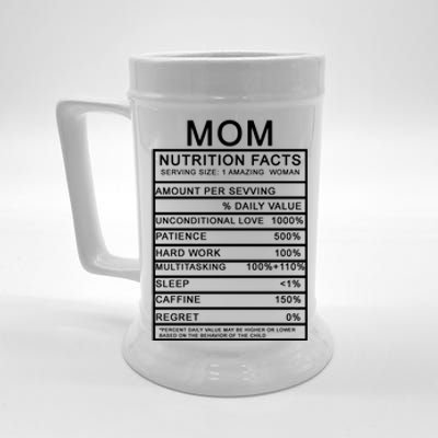 Mom Nutritional Facts Funny Beer Stein