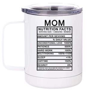 Mom Nutritional Facts Funny 12 oz Stainless Steel Tumbler Cup