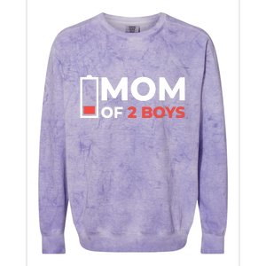 Mom Of 2 Boys Low Battery Colorblast Crewneck Sweatshirt