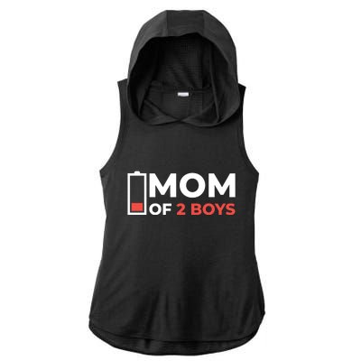 Mom Of 2 Boys Low Battery Ladies PosiCharge Tri-Blend Wicking Draft Hoodie Tank