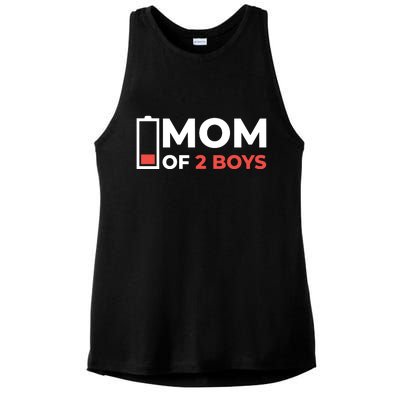 Mom Of 2 Boys Low Battery Ladies PosiCharge Tri-Blend Wicking Tank