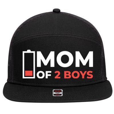 Mom Of 2 Boys Low Battery 7 Panel Mesh Trucker Snapback Hat