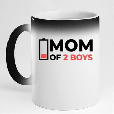 Mom Of 2 Boys Low Battery 11oz Black Color Changing Mug