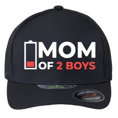 Mom Of 2 Boys Low Battery Flexfit Unipanel Trucker Cap