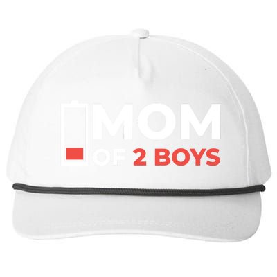 Mom Of 2 Boys Low Battery Snapback Five-Panel Rope Hat